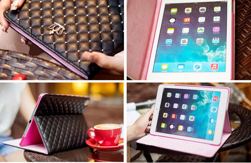 Best Luxury Black Pink Smart Cover For iPad Air Mini Pro New iPad IPCC07_5