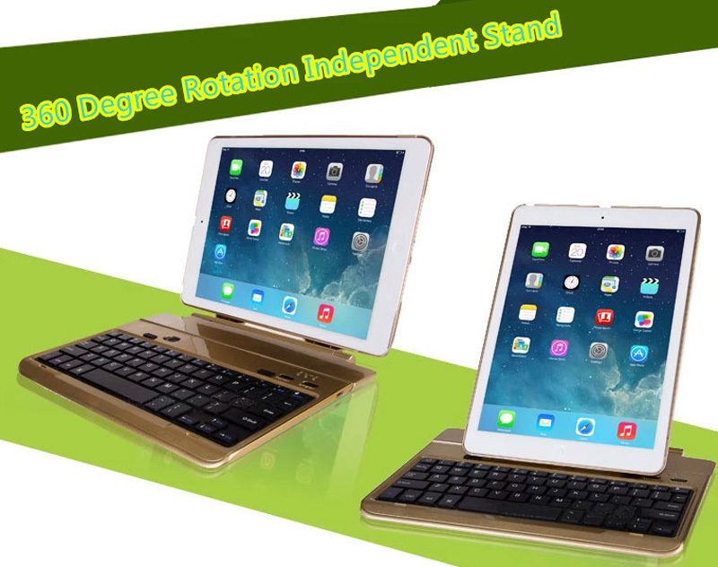 Best 360 Degree Rotation Removable Gold iPad Air 2 Keyboard IPK06_7