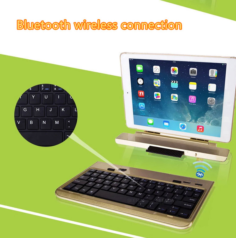 Best 360 Degree Rotation Removable Gold iPad Air 2 Keyboard IPK06_8