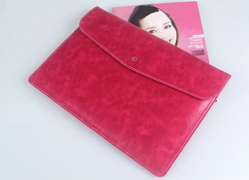 Cool Brown Pink Leather Bags Cases For 12 Inch Macbook MB1202_12