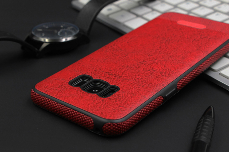 Best 2016 Red Leather Cases With Metal Frame For Samsung Galaxy S6 Covers SG607 Cheap Cell