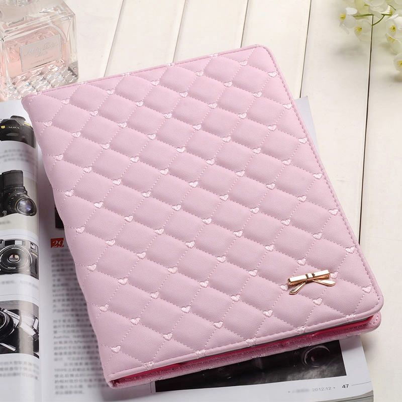 Pink Imitation Leather iPad Mini 3/2/1 Cases And Covers With Nice Bow IPMC307_4