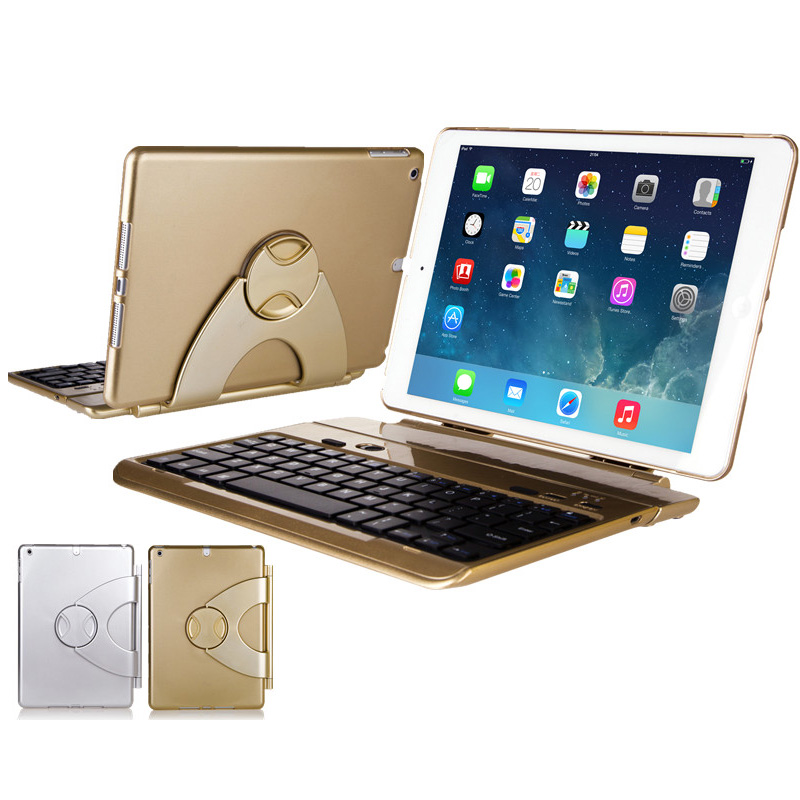 Best 360 Degree Rotation Removable Gold iPad Air 2 Keyboard IPK06