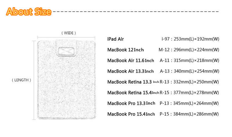 Best Light Grey 12 13 15 17 Inch Macbook Surface Felt Sleeve Bag MB1201_6