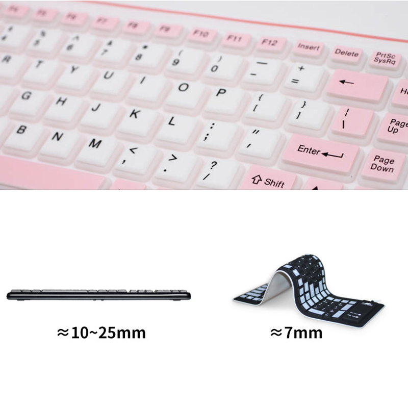 Foldable Silicone USB Keyboard For Surface Book Macbook Air Pro PKB04_10