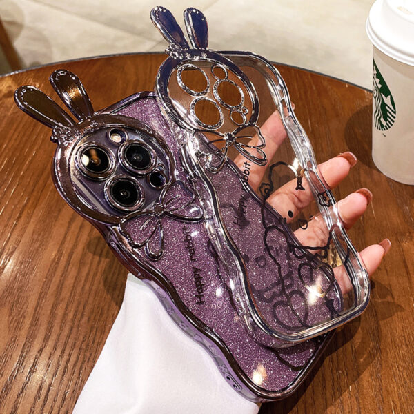Beautiful iPhone 12 11 XS 8 7 Plus Case With Rabbit Ears Stand For Girl IPS622_5