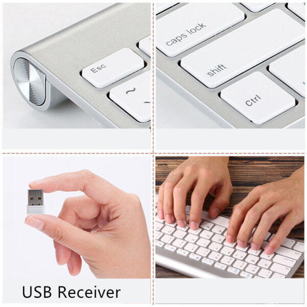 Cheap Silver Mac PC Wireless Keyboard USB Receiver IPK07_5