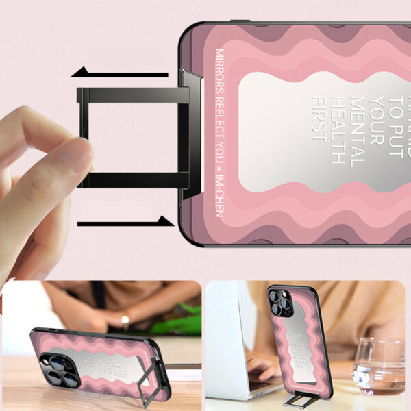 Acrylic Mirror Case For iPhone 15 14 13 12 With Hidden Stand IPS626_4