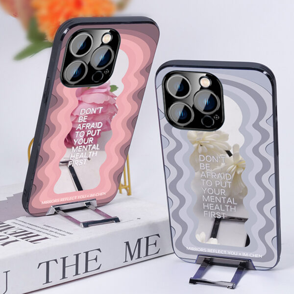 Acrylic Mirror Case For iPhone 15 14 13 12 With Hidden Stand IPS626_6