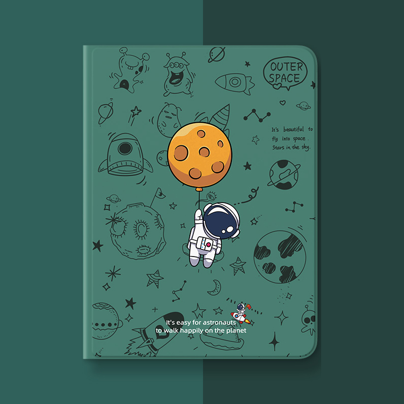 Crescent Moon Spaceman iPad cover iPad Air 4 10.9 case iPad 8 iPad pro 10.2 case iPad 9.7 case iPad case 2020 iPad Mini 5 Smart cover stand