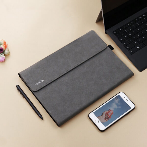 Black Leather Surface Pro 4 5 6 7 8 Leather Cover With Pen Cap SPC06_3