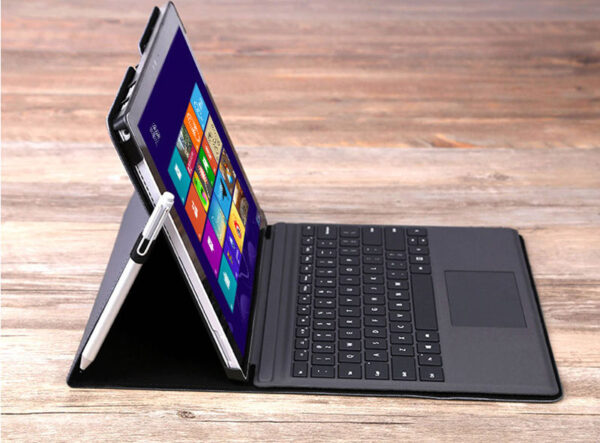 Black Leather Surface Pro 4 5 6 7 8 Leather Cover With Pen Cap SPC06_7