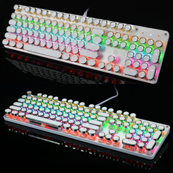 Punk Style Mechanical Keyboard With Retro Typewriter Round Keycap PKB06_6