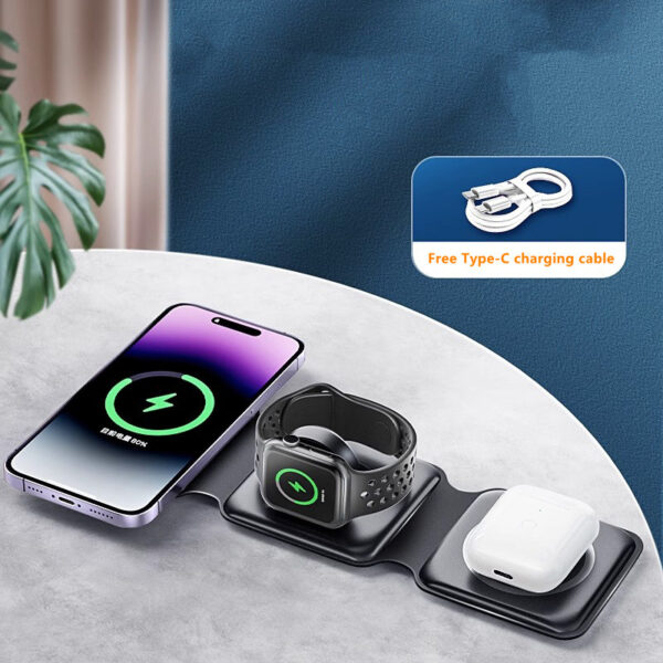 Three-in-one Foldable Wireless Charger For iPhone AirPods iWatch ICD06_2