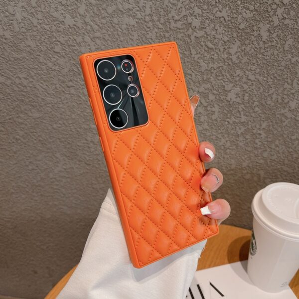 Luxury Rhombic Pattern Leather Case For Samsung S23 SG802_2