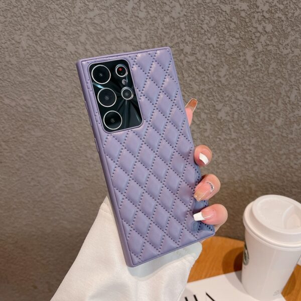 Luxury Rhombic Pattern Leather Case For Samsung S23 SG802_3