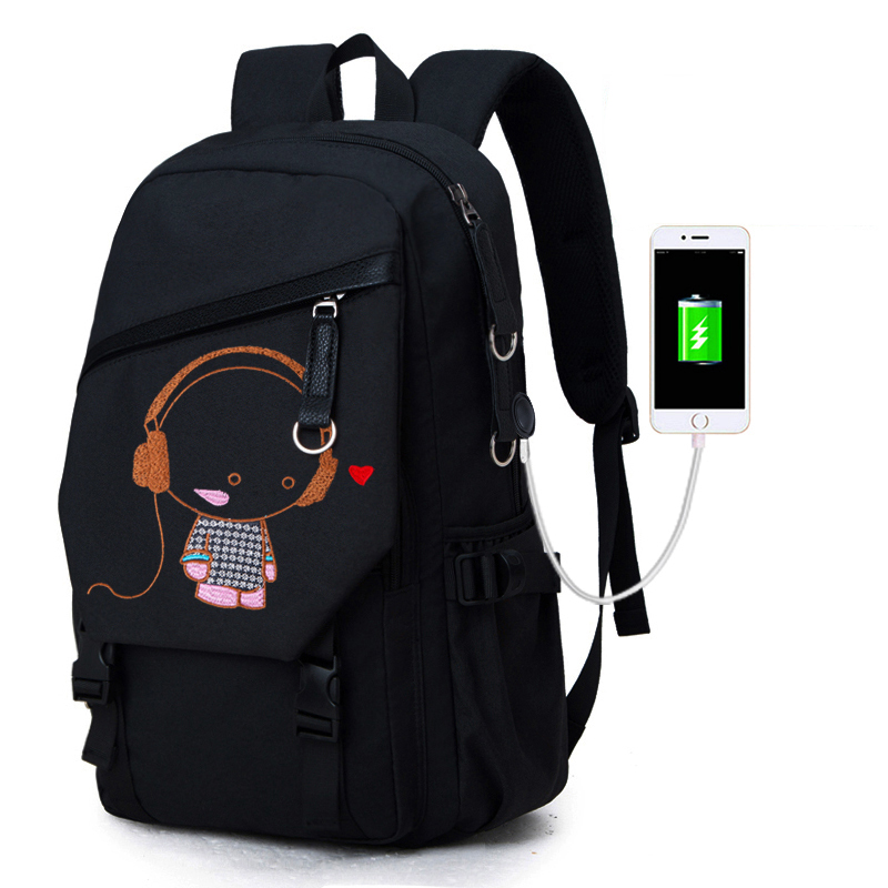 Night Light Pattern With Charge Port Travel Leisure Student Backpack MFB09_3