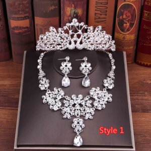 Perfect Necklace Earrings Crown Three Sets For Wedding Bride Jewelry NLC10