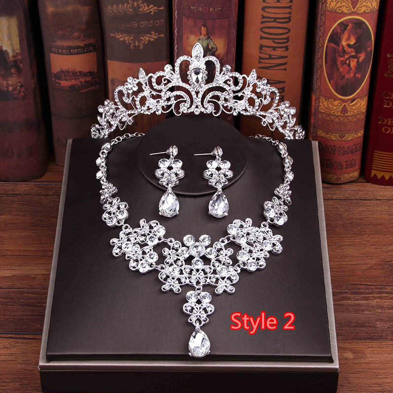 Perfect Necklace Earrings Crown Three Sets For Wedding Bride Jewelry NLC10_2