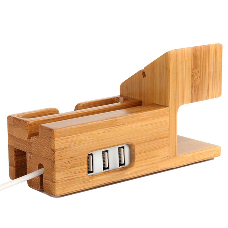 Wood Stand For Apple Watch iPhone iPad Charging Base IPS10_2
