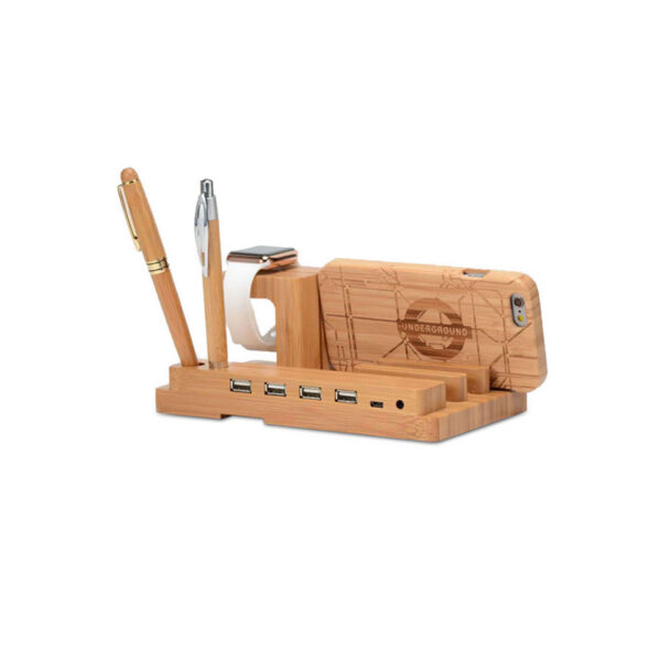 Wood Stand For Apple Watch iPhone iPad Charging Base IPS10_5