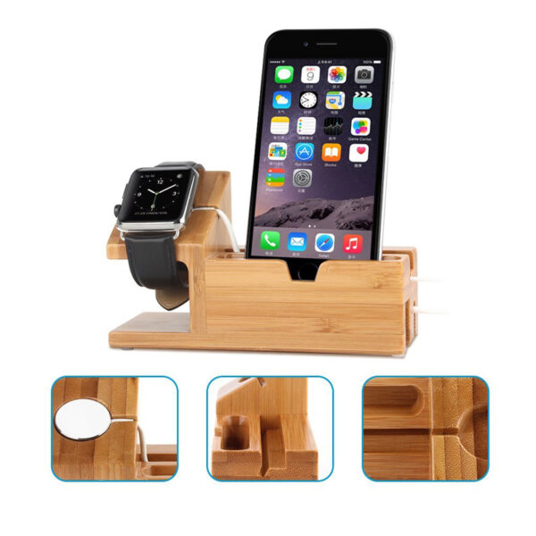 Wood Stand For Apple Watch iPhone iPad Charging Base IPS10_6