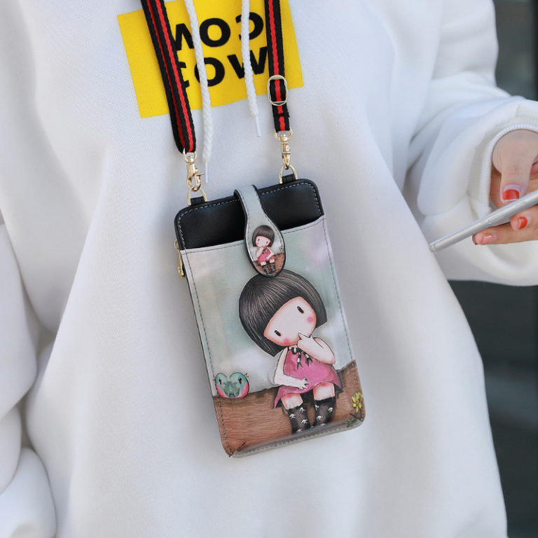 Cute Cartoon Neck Hanging Phone Wallet Bag PW06 | Cheap Cell-phone Case ...