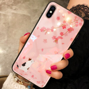 Pink Painted iPhone X XS Case Cover With Lanyard IPS113