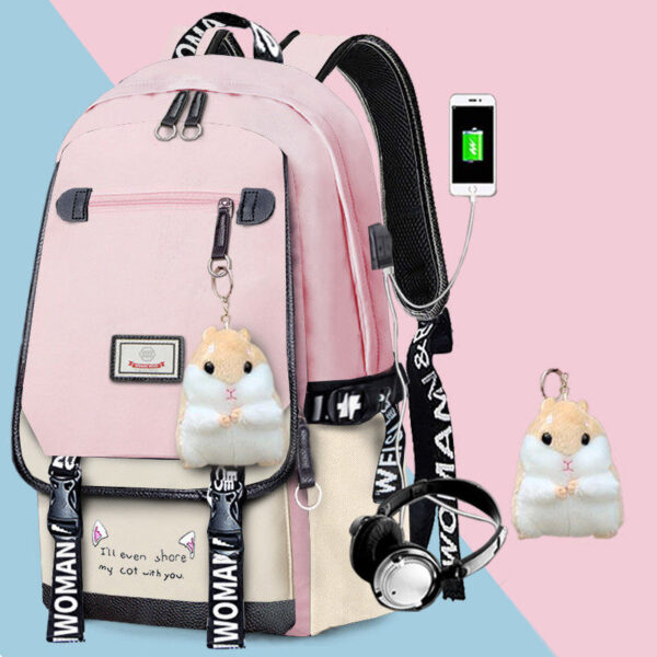 Fashion School Bag Backpack For Girl With Headset And Charging Interface MFB22_5