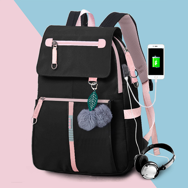 Fashion School Bag Backpack For Girl With Headset And Charging ...