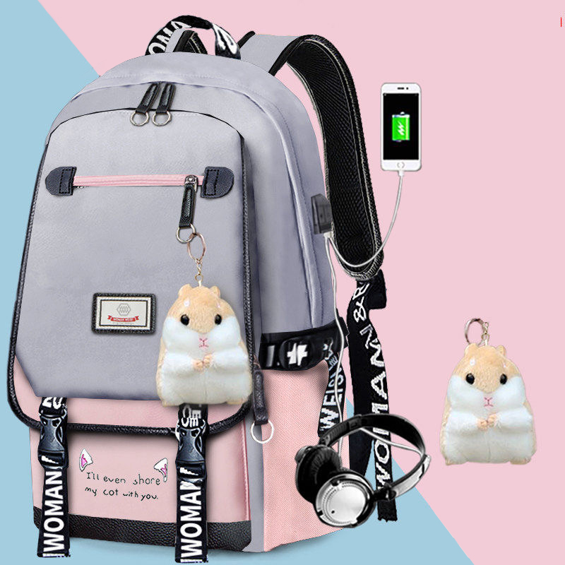 Fashion School Bag Backpack For Girl With Headset And Charging Interface MFB22_6