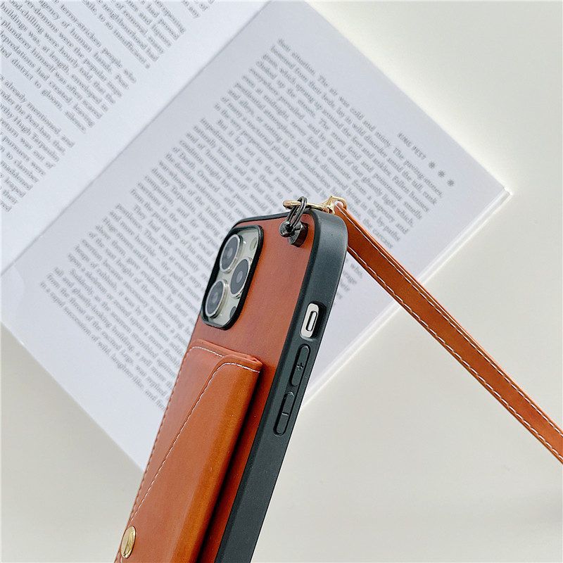 Leather Wallet Case With Lanyard For iPhone 14 13 12 11 IPXSM08_6