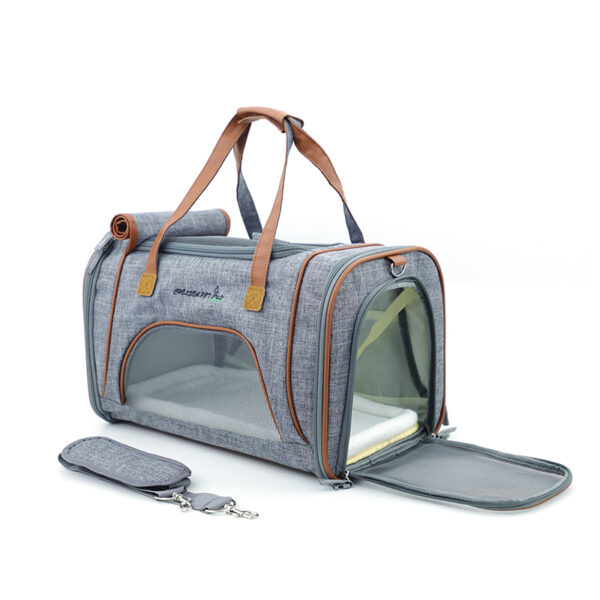 Best Leather Pet Handbag With Large Side Window MFB35_5