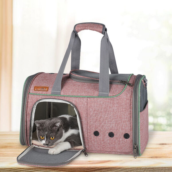 Breathable Leather Pet Handbag With Side Window MFB53